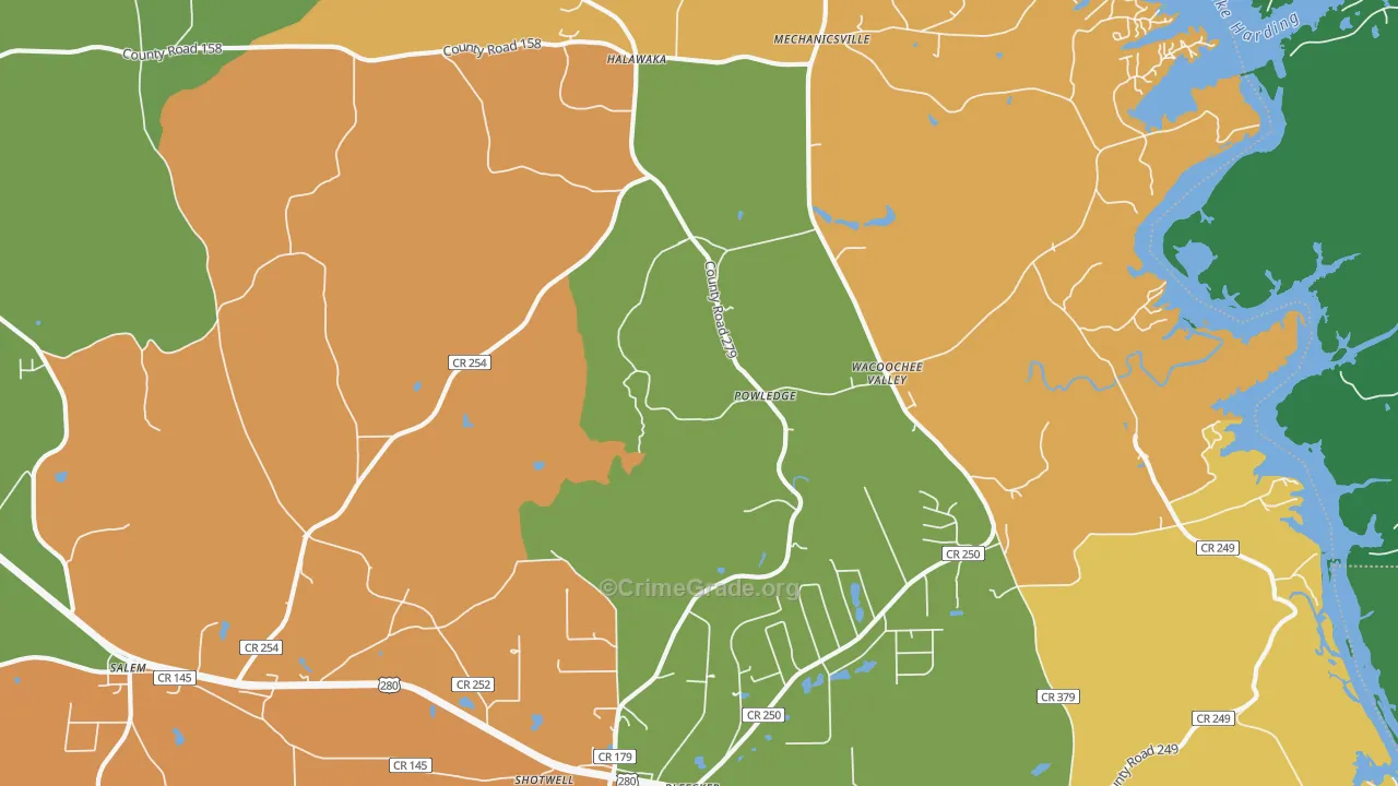 Powledge, AL Map of Murder Rates