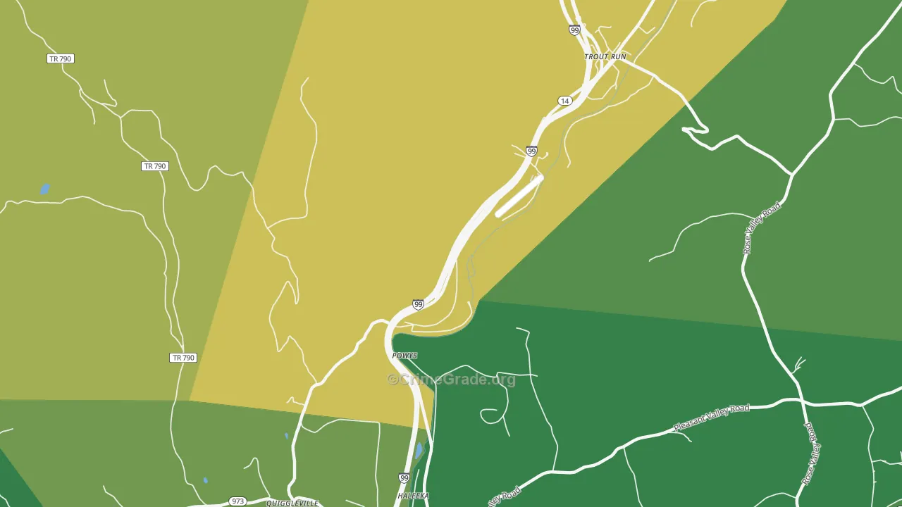 Powys, PA Map of Murder Rates