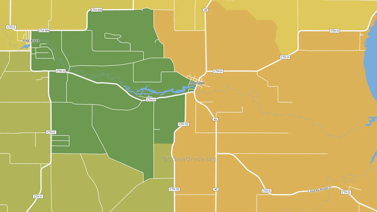 Poy Sippi, WI Map of Murder Rates