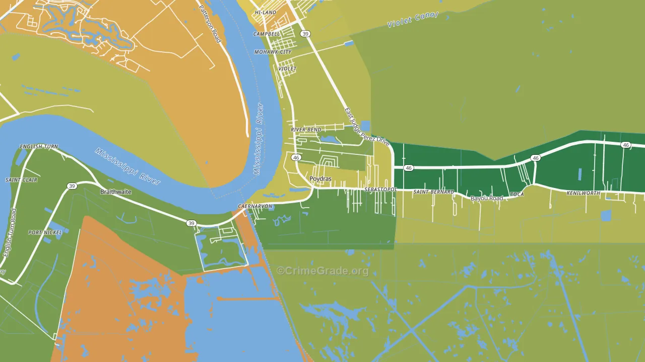 Poydras, LA Map of Murder Rates