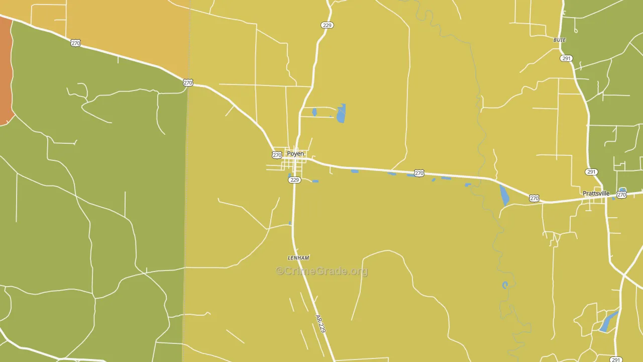 Poyen, AR Map of Murder Rates