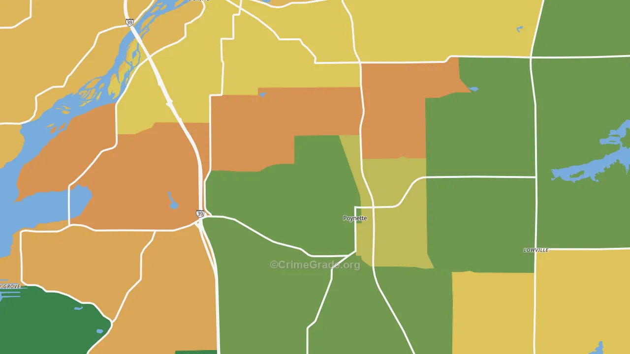 Poynette, WI Map of Murder Rates