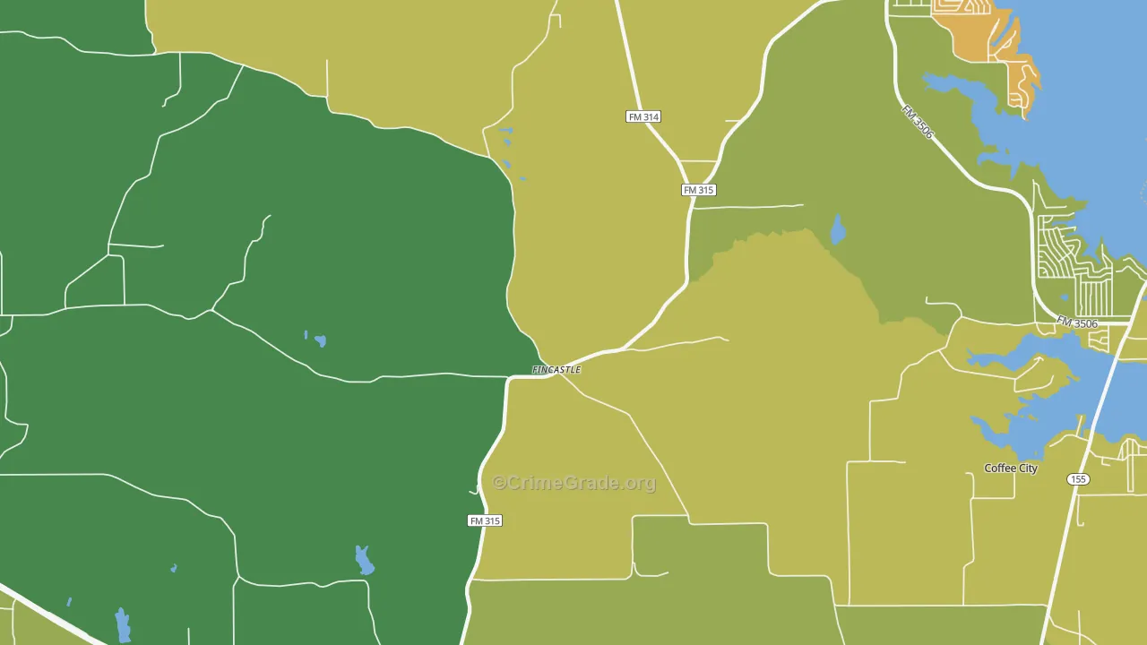 Poynor, TX Map of Murder Rates
