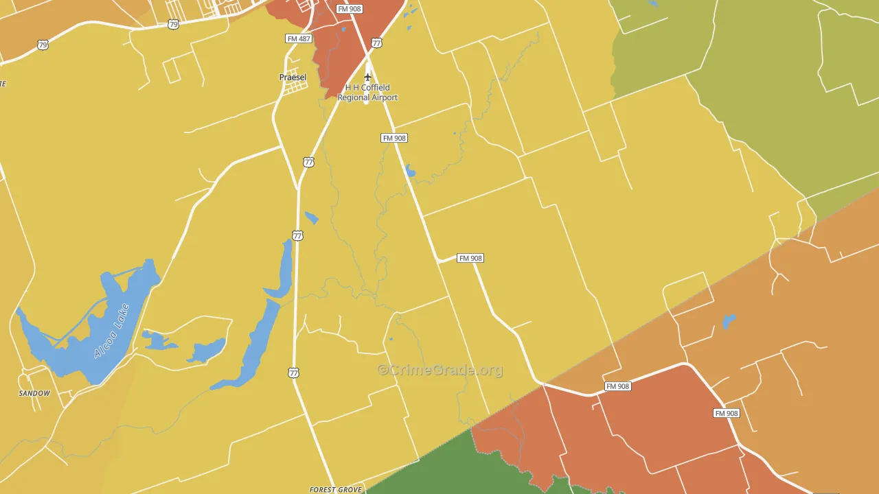Praesel, TX Map of Murder Rates