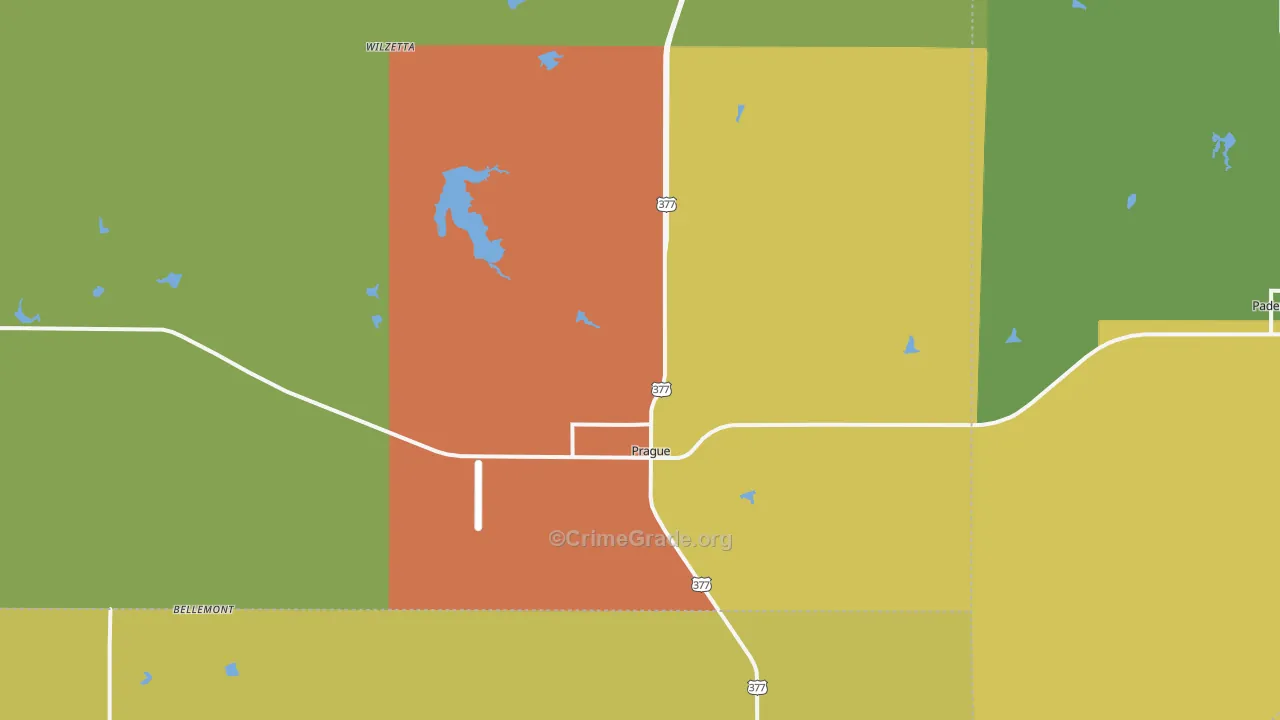 Prague, OK Map of Murder Rates