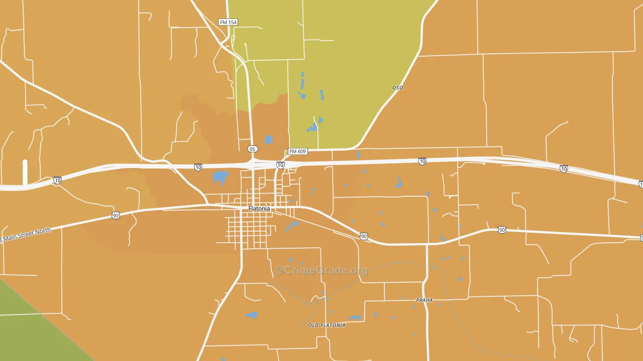 Praha, TX Map of Murder Rates