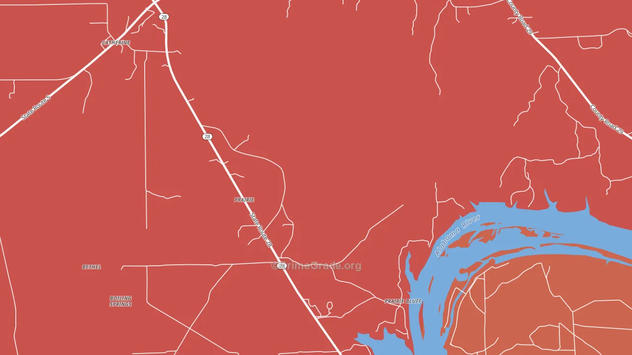 Prairie, AL Map of Murder Rates