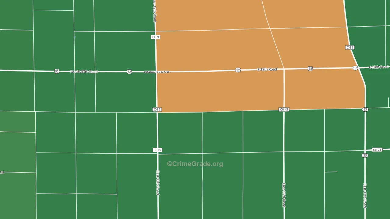 Prairie Center, IL Map of Murder Rates