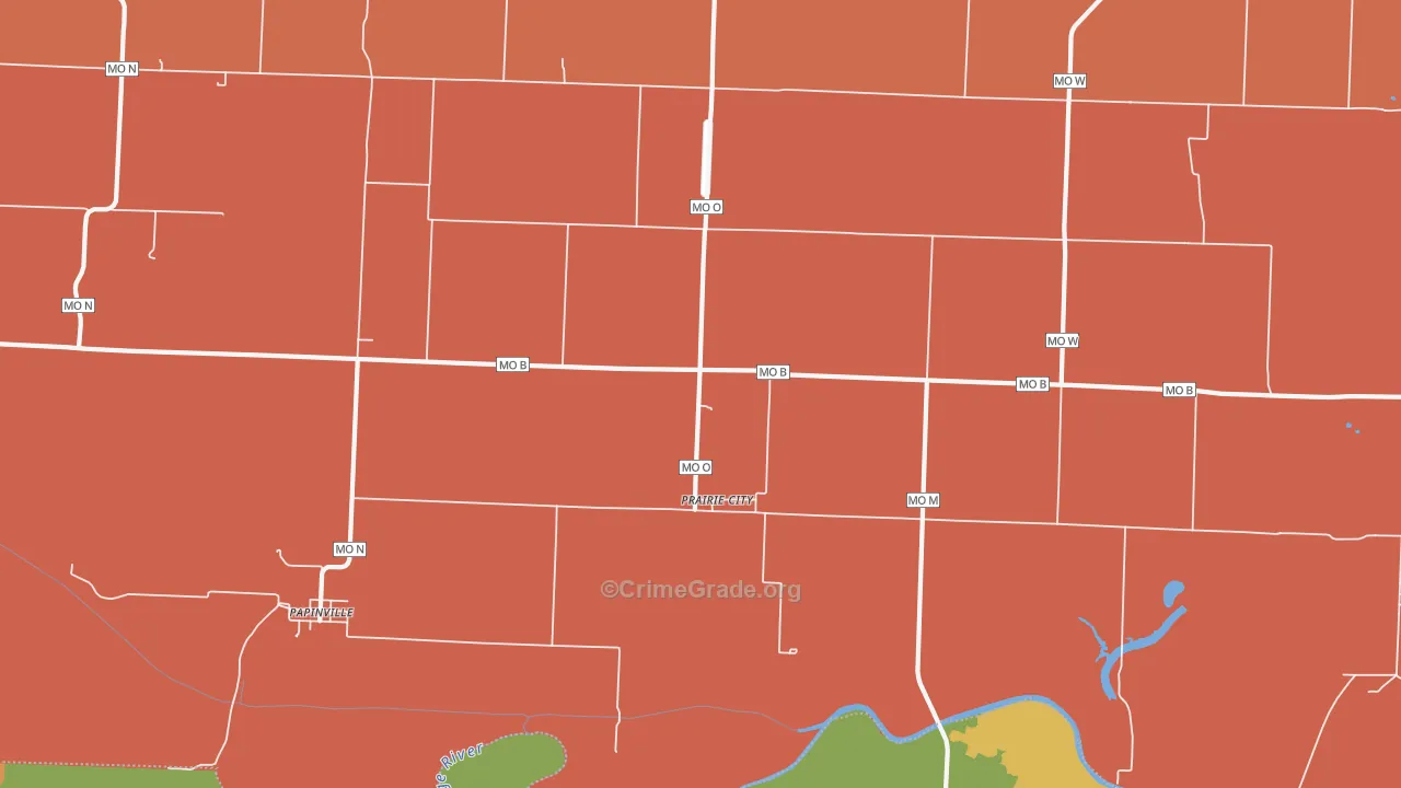 Prairie City, MO Map of Murder Rates