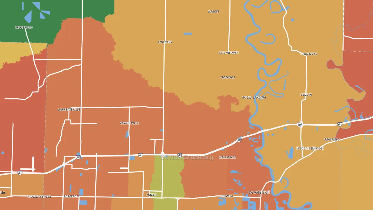 Prairie County, AR Map of Murder Rates
