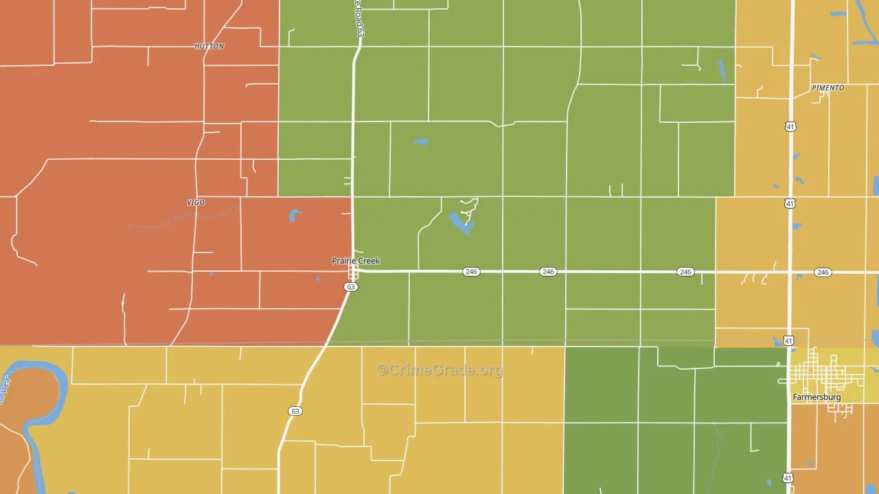 Prairie Creek, IN Map of Murder Rates