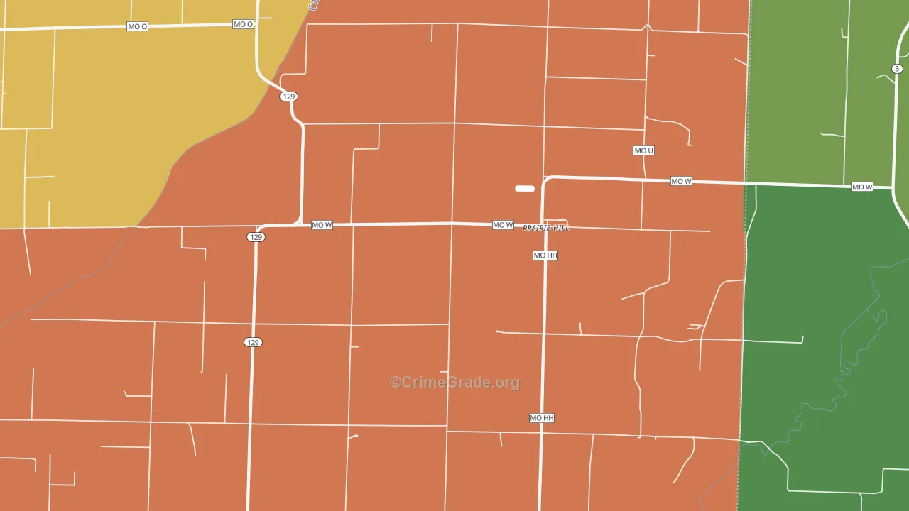 Prairie Hill, MO Map of Murder Rates