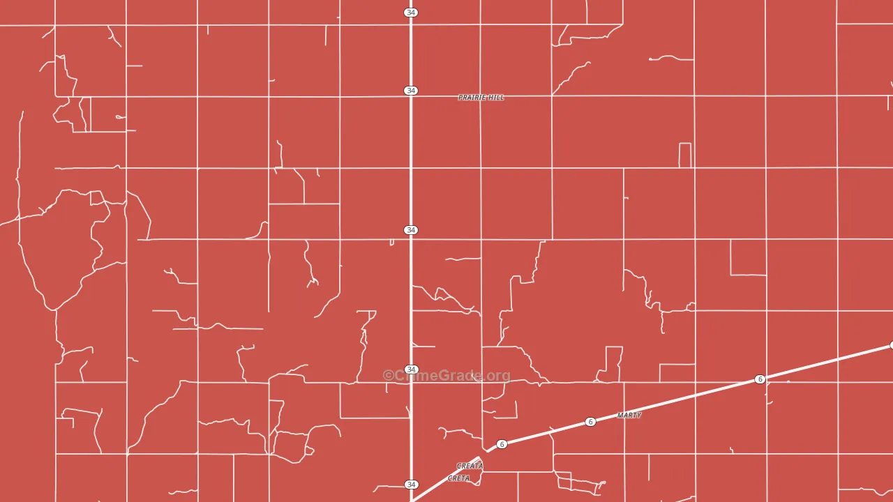 Prairie Hill, OK Map of Murder Rates