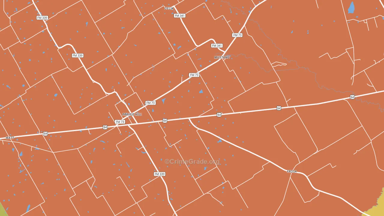 Prairie Hill, TX Map of Murder Rates