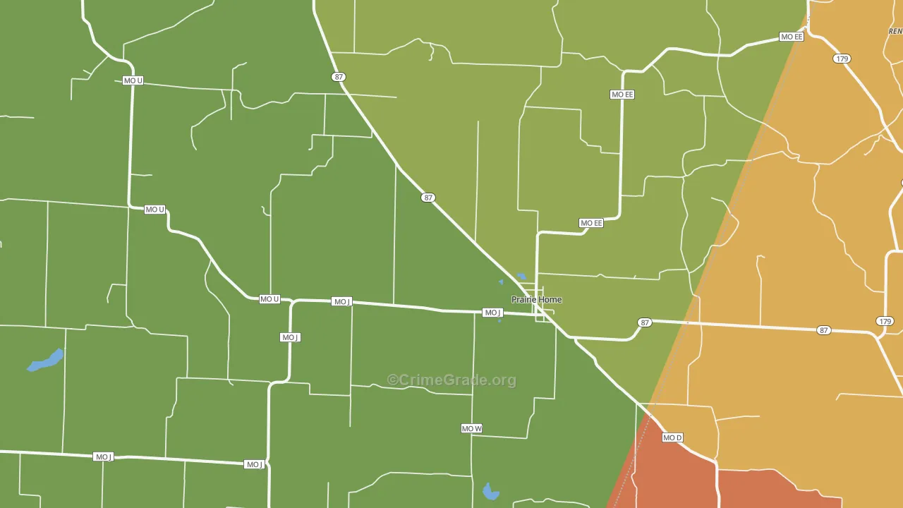 Prairie Home, MO Map of Murder Rates