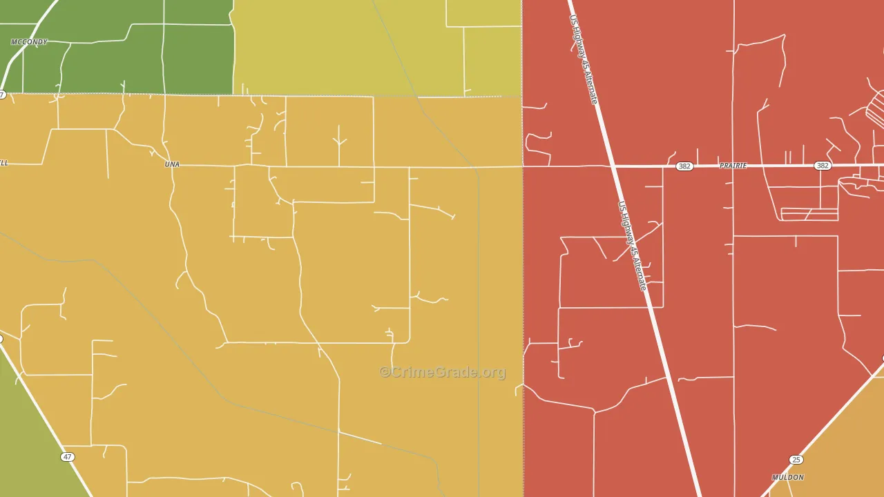 Prairie, MS Map of Murder Rates