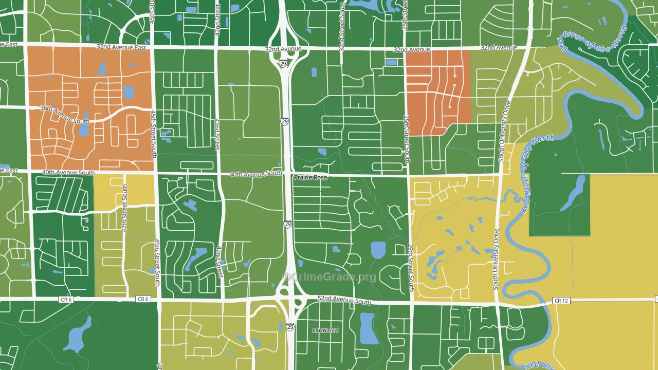 Prairie Rose, ND Map of Murder Rates