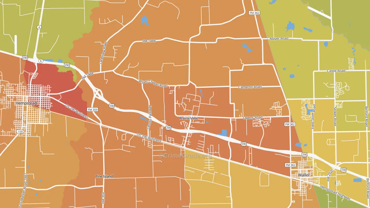 Prairie View, TX Map of Murder Rates