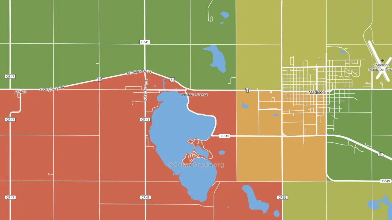 Prairie Village, SD Map of Murder Rates