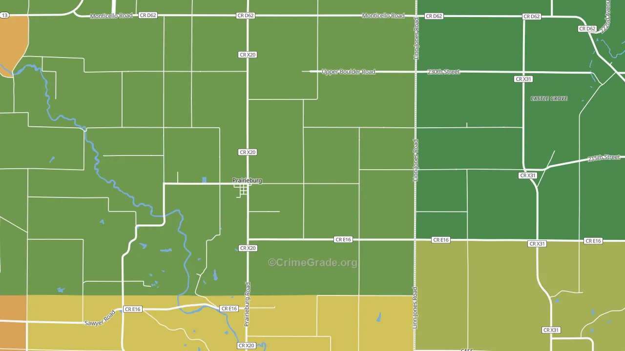 Prairieburg, IA Map of Murder Rates