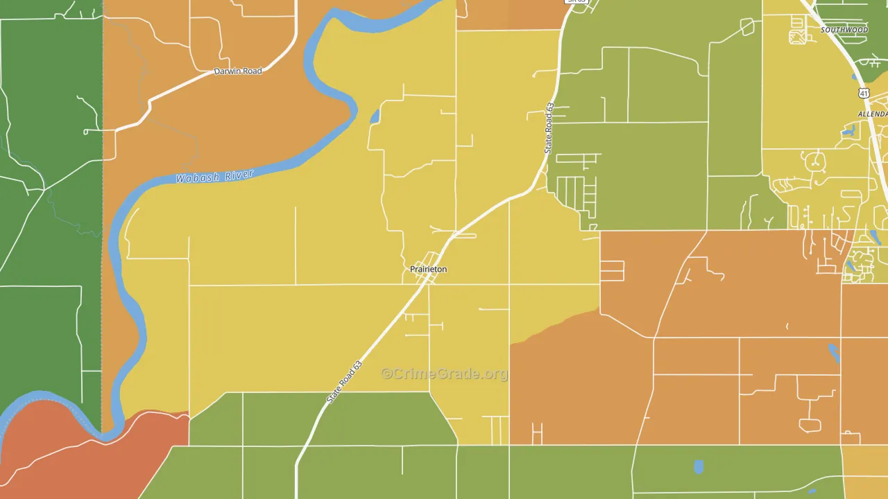 Prairieton, IN Map of Murder Rates