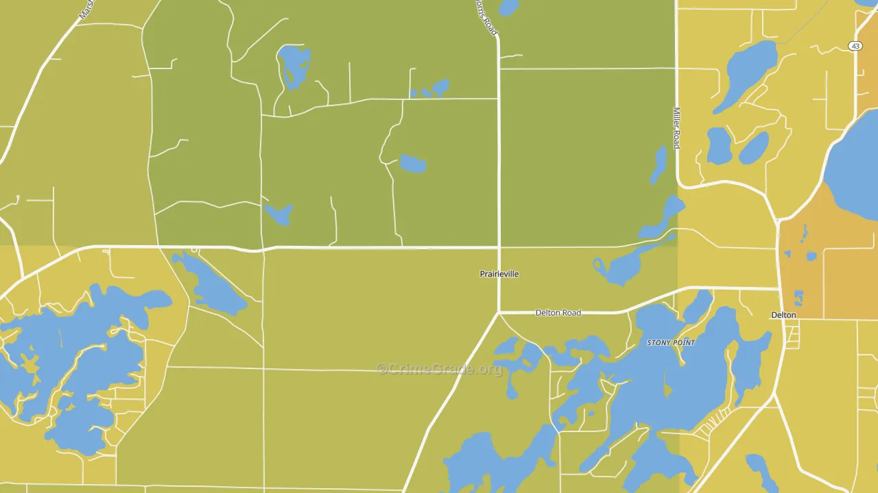 Prairieville, MI Map of Murder Rates