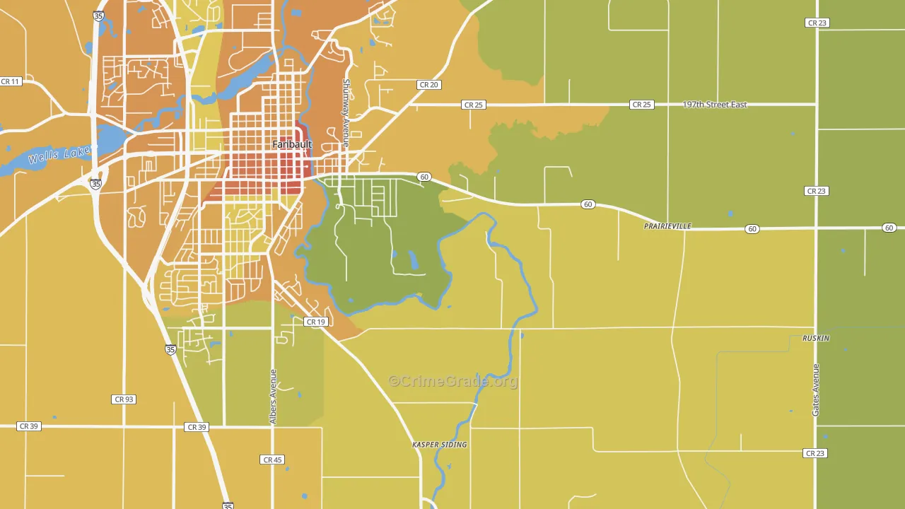 Prairieville, MN Map of Murder Rates