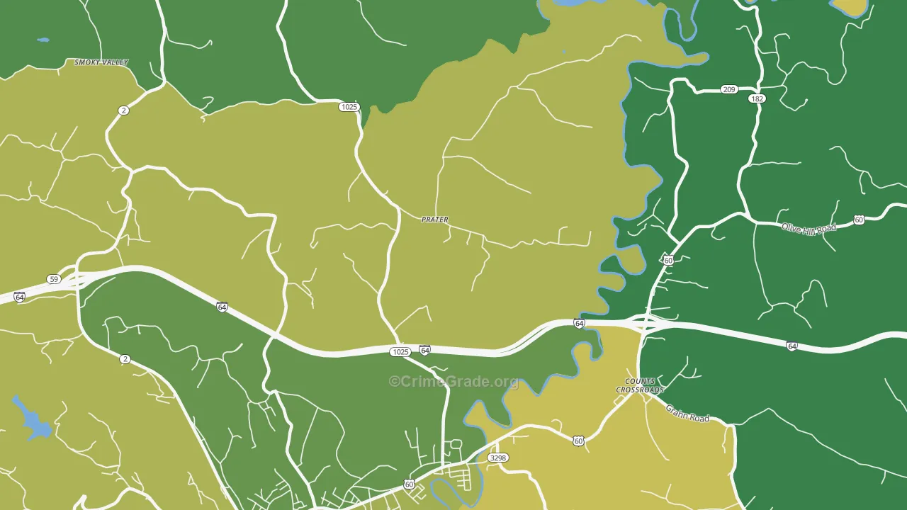 Prater, KY Map of Murder Rates