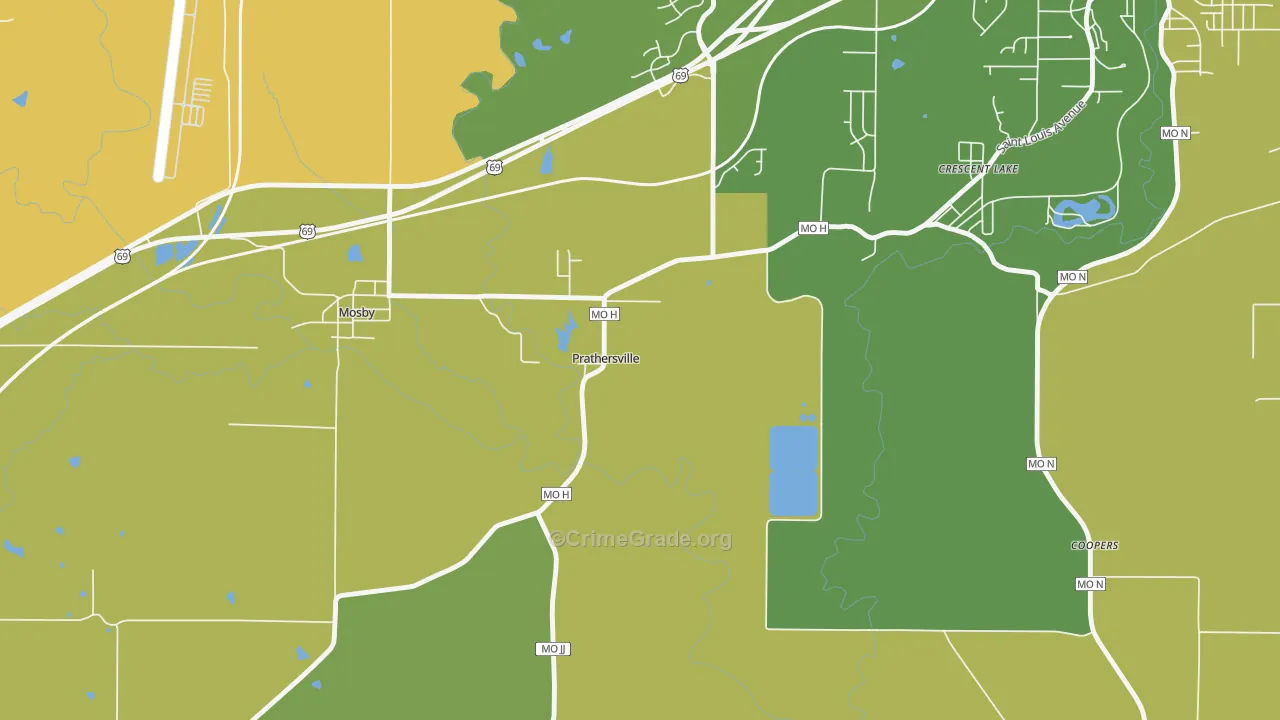 Prathersville, MO Map of Murder Rates
