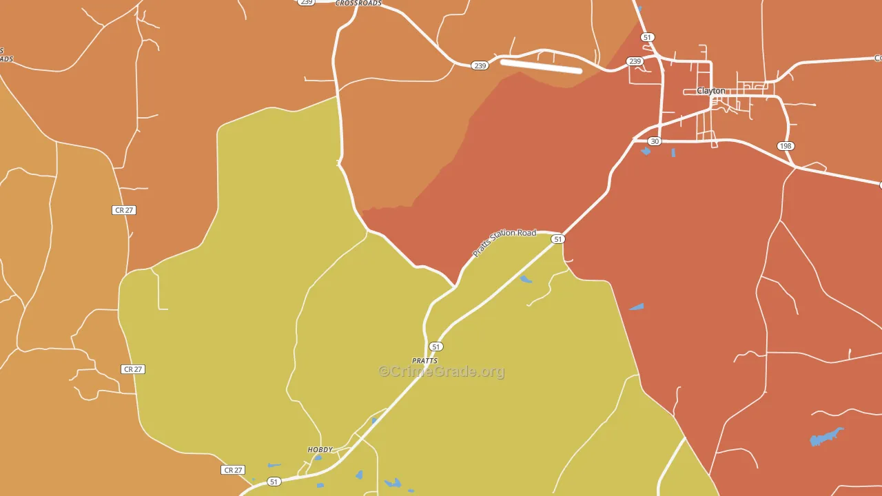 Pratts, AL Map of Murder Rates