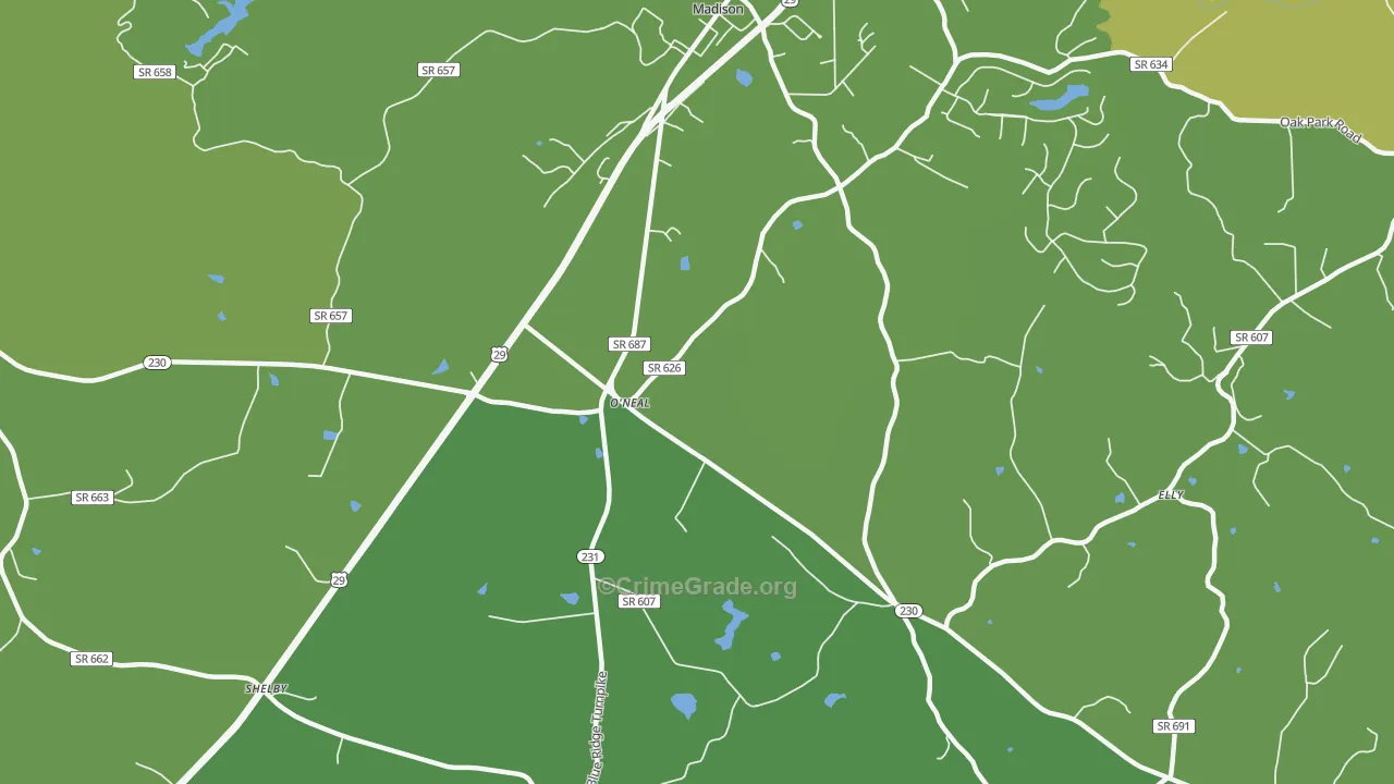 Pratts, VA Map of Murder Rates