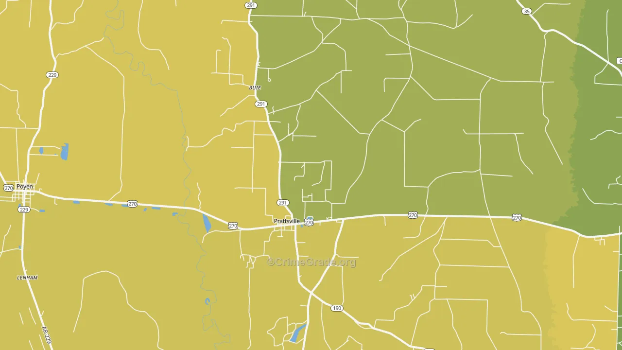Prattsville, AR Map of Murder Rates