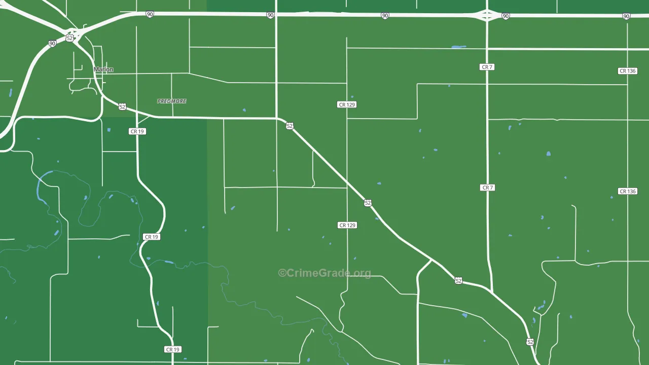 Predmore, MN Map of Murder Rates