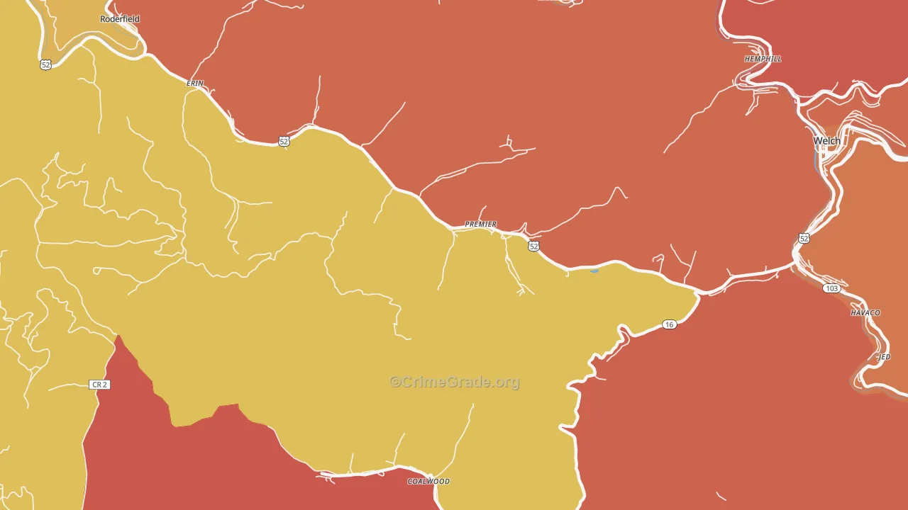 Premier, WV Map of Murder Rates