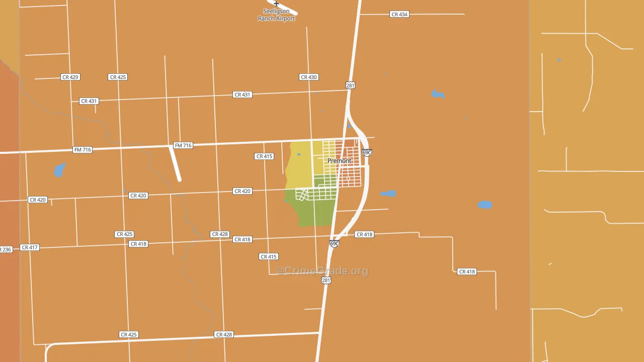 Premont, TX Map of Murder Rates
