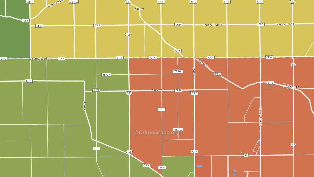 Prentiss, OH Map of Murder Rates