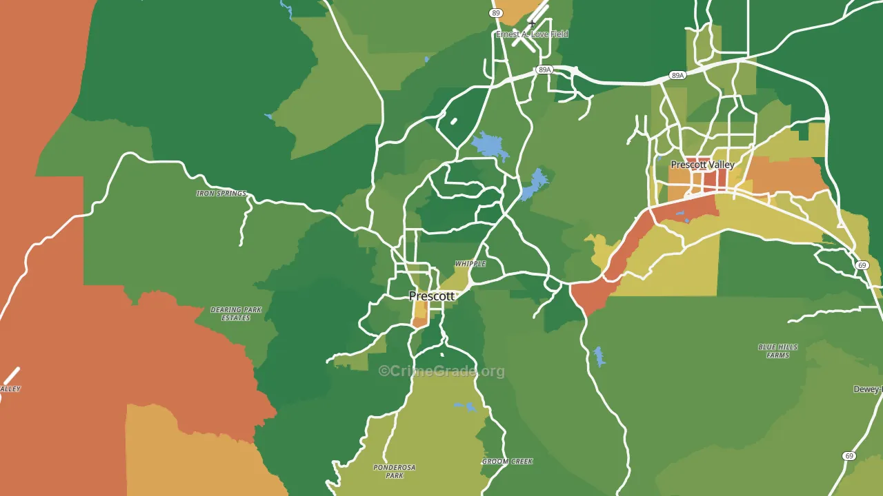 Prescott, AZ Map of Murder Rates