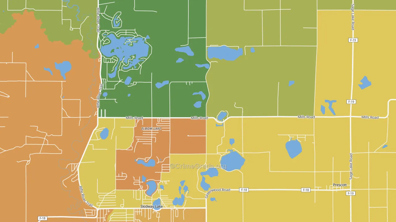 Prescott, MI Map of Murder Rates