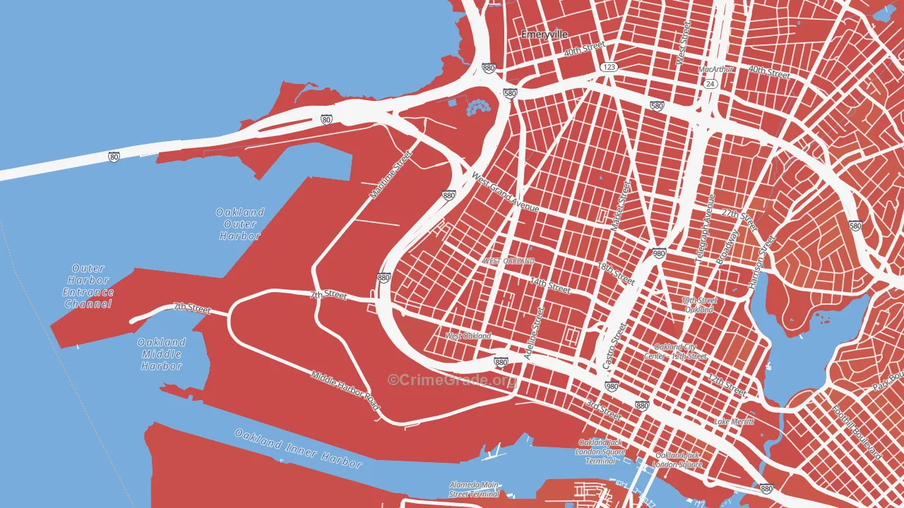 Prescott, Oakland, CA Map of Murder Rates