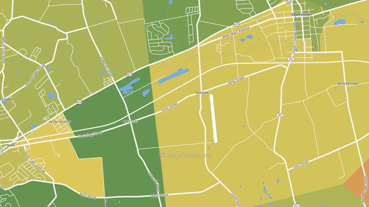 Prescott, PA Map of Murder Rates