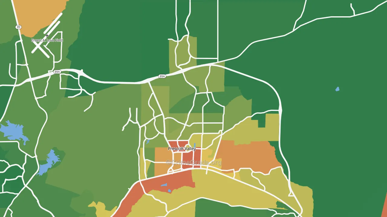 Prescott Valley, AZ Map of Murder Rates