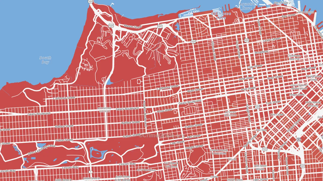 Presidio Heights, San Francisco, CA Map of Murder Rates