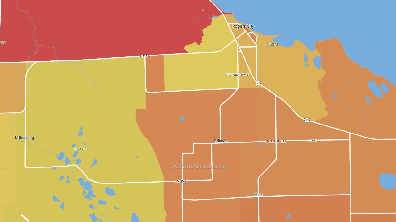 Presque Isle County, MI Map of Murder Rates