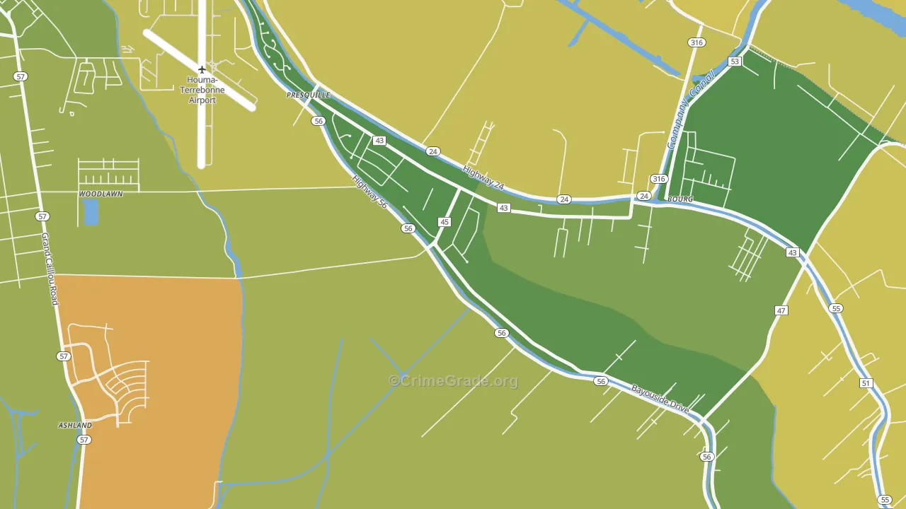 Presquille, LA Map of Murder Rates