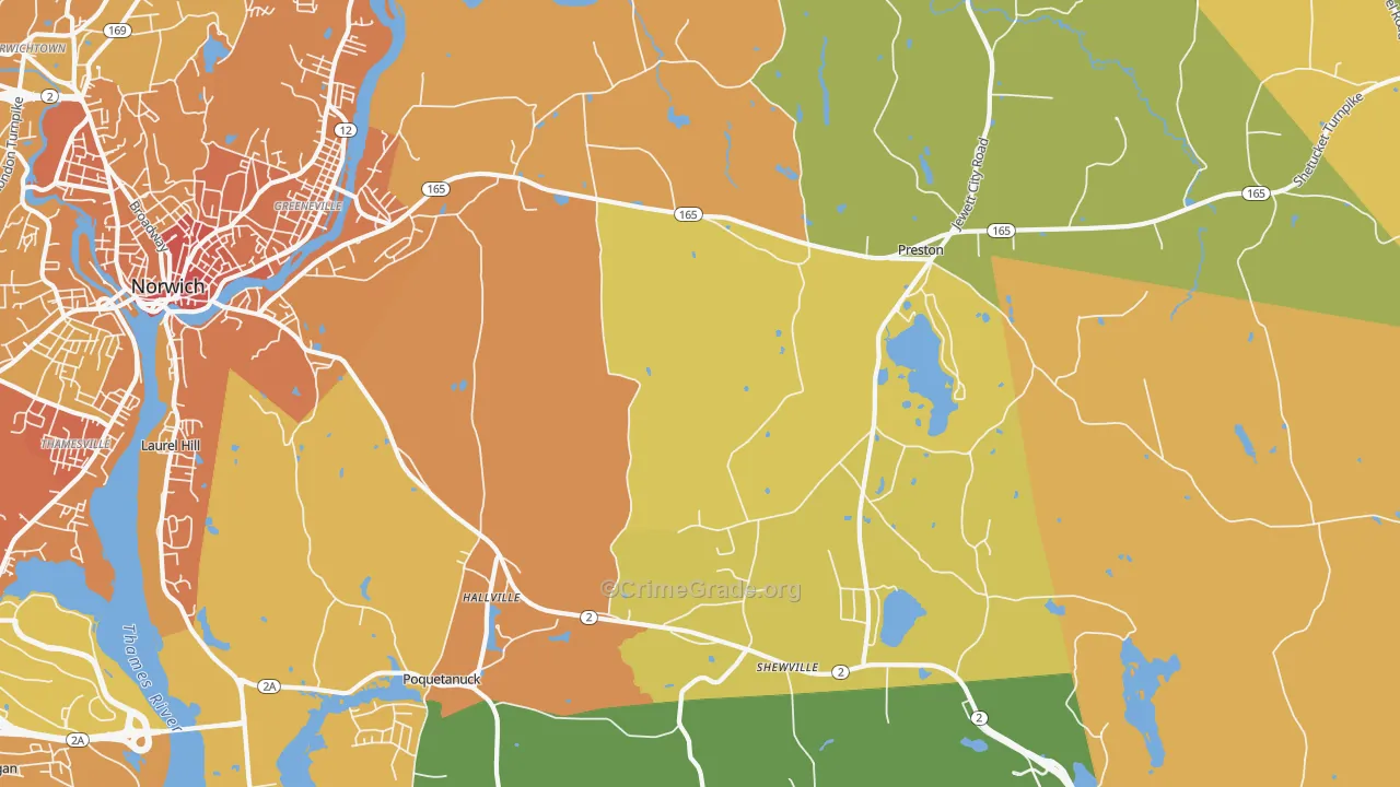 Preston, CT Map of Murder Rates