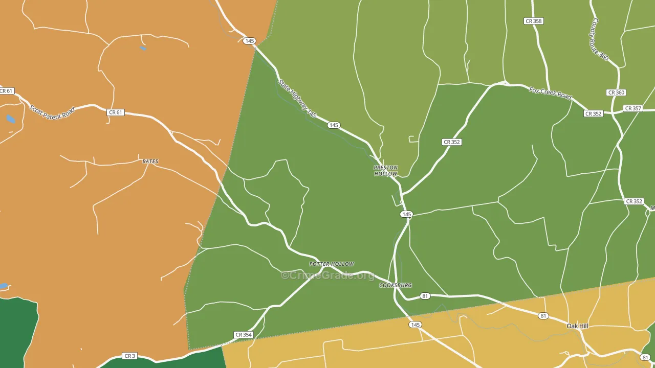 Preston Hollow, NY Map of Murder Rates