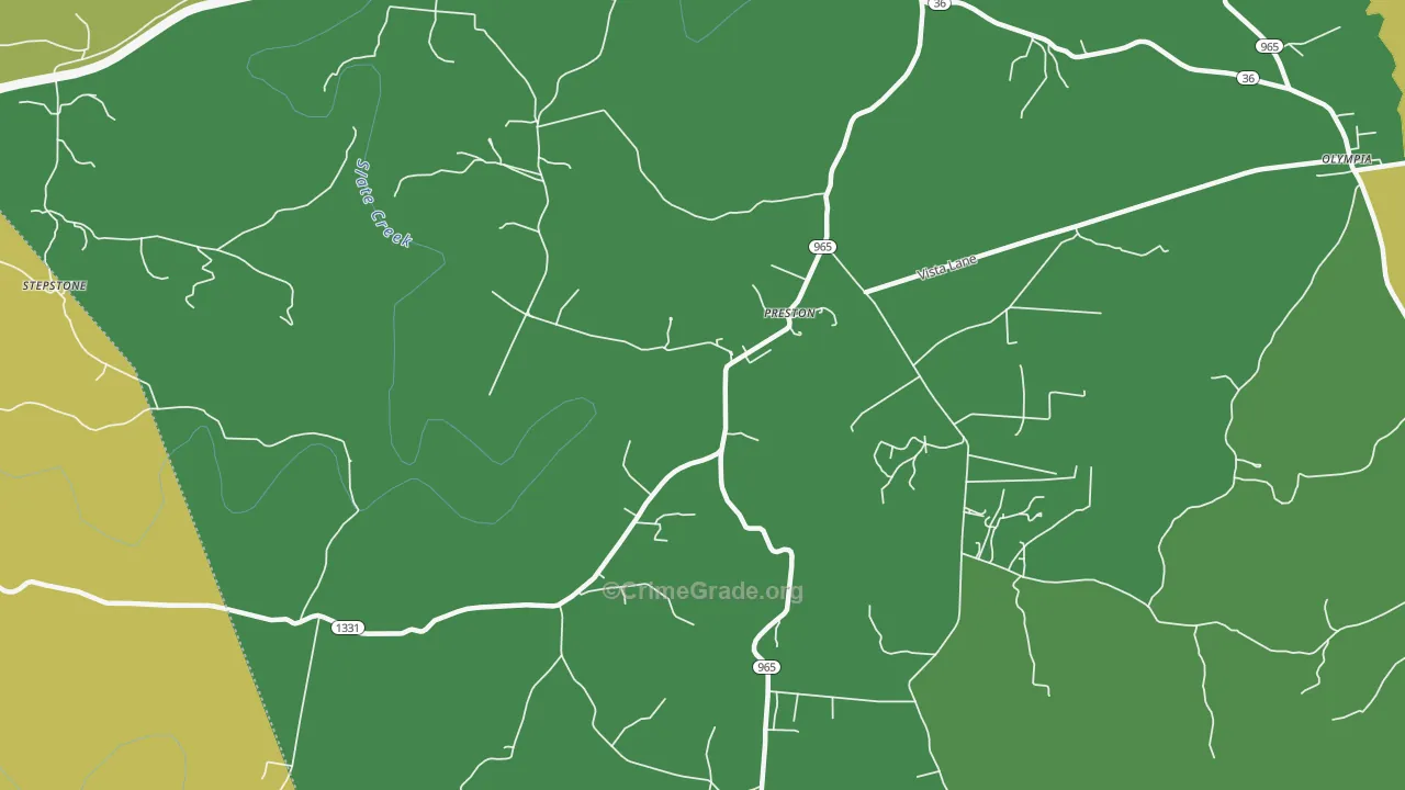 Preston, KY Map of Murder Rates