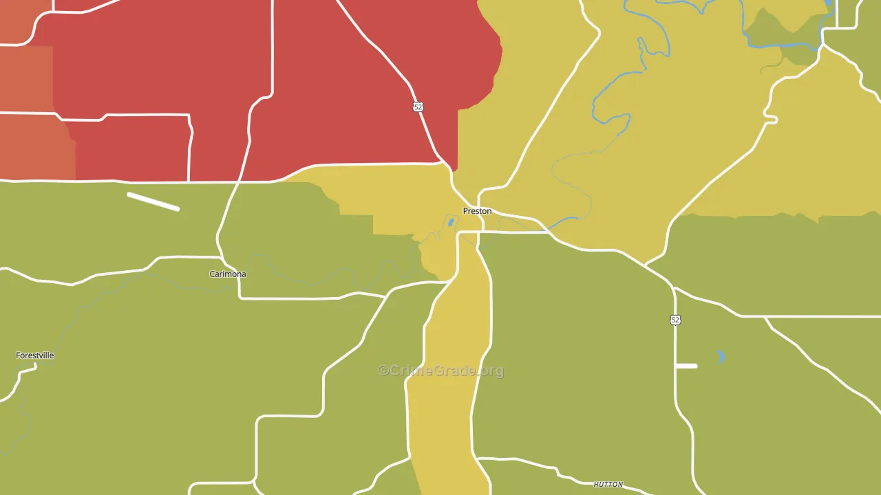 Preston, MN Map of Murder Rates