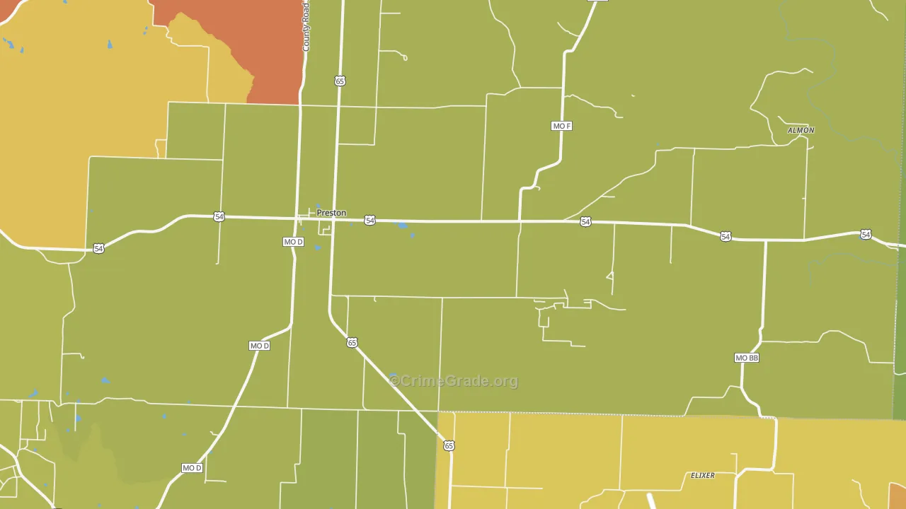 Preston, MO Map of Murder Rates