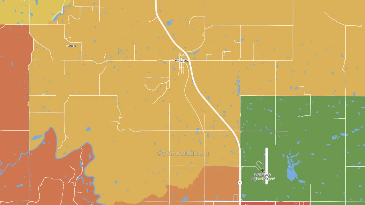 Preston, OK Map of Murder Rates